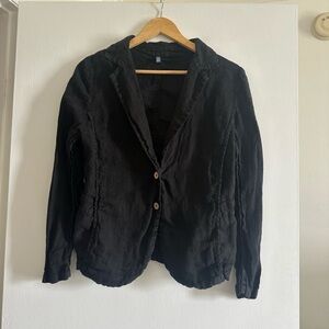 Inizio Black Made in Italy Linen Two Button Blazer size Small EUC